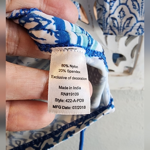 CABANA LIFE Palm Dessert UPF +50 Embroidered Rash Guard rouched SWIM Dress  MED - Picture 8 of 11